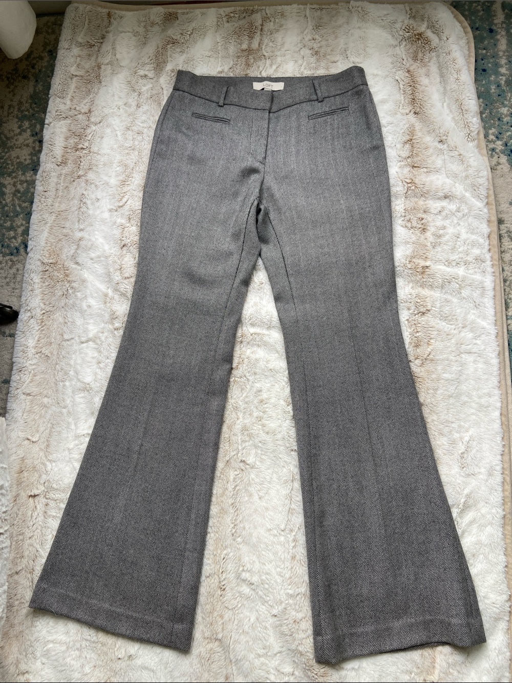 LOFT  Wool Gray Boot Flare Tailored Pants